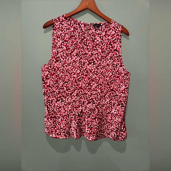 Talbots Red Pink Black Polka Dot Tank Sleeveless Ruffle Hem Layering Size 16 - Picture 1 of 10